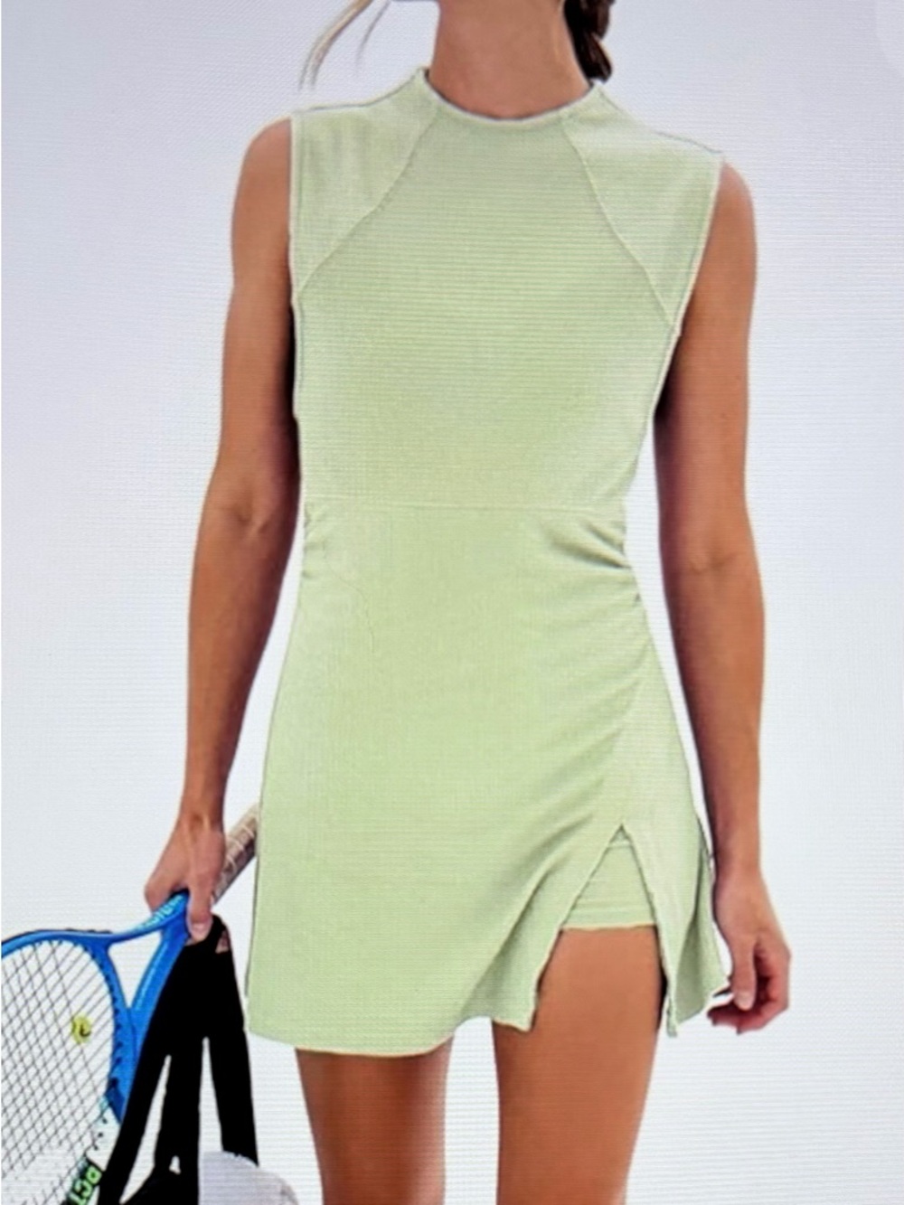 Sleeveless Mini Dress in Light Green - Casual Sporty Style